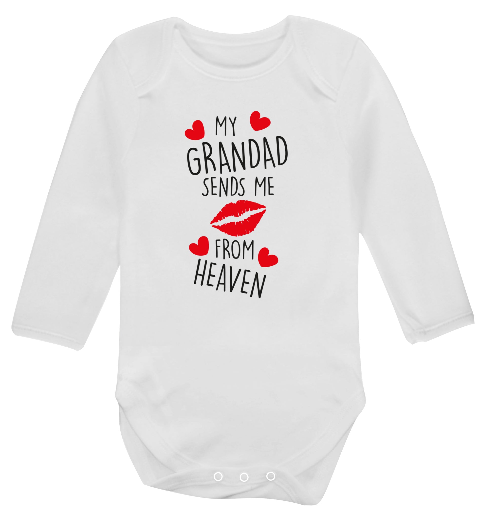 My grandad sends me kisses from heaven Baby Vest long sleeved white 6-12 months