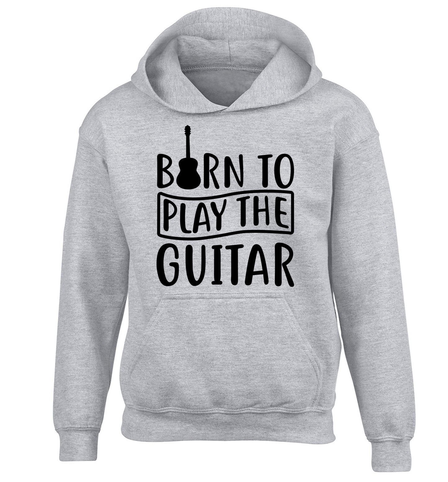 Born to play the guitar children's grey hoodie 12-14 Years