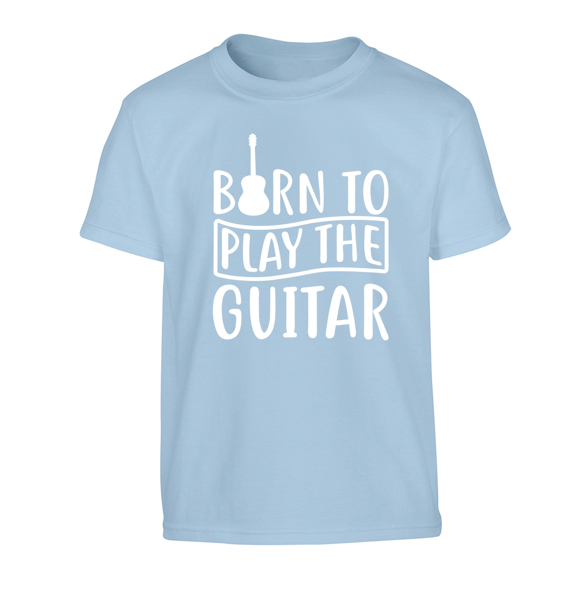 Born to play the guitar Children's light blue Tshirt 12-14 Years
