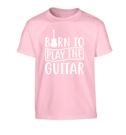 Born to play the guitar Children's light pink Tshirt 12-14 Years