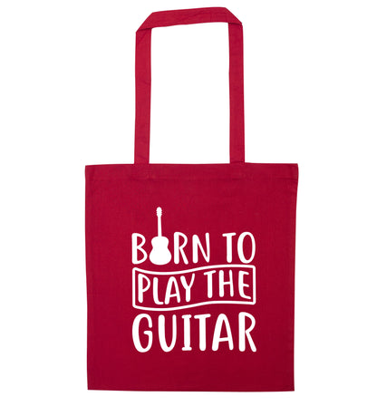 Born to play the guitar red tote bag