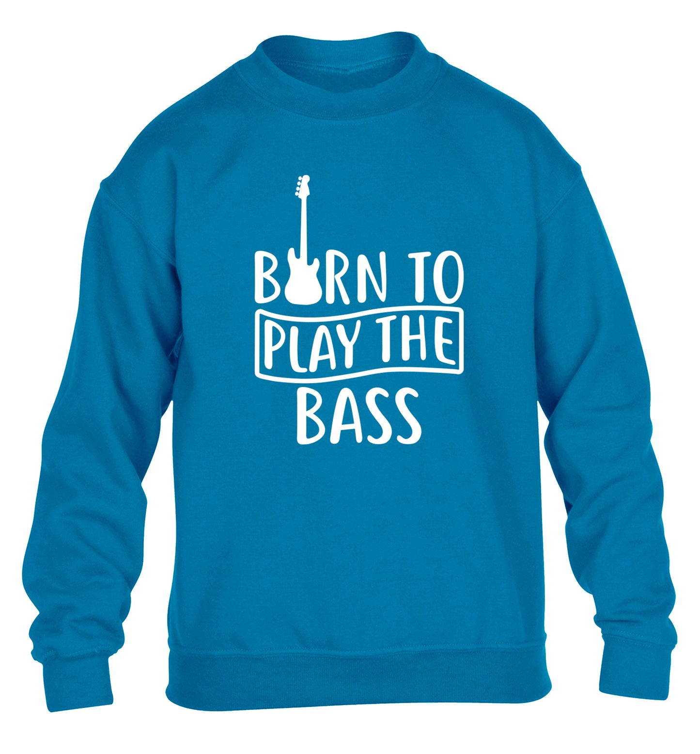Born to play the bass children's blue sweater 12-14 Years
