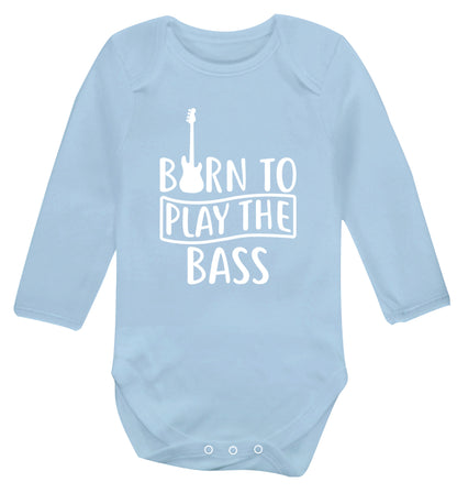 Born to play the bass Baby Vest long sleeved pale blue 6-12 months