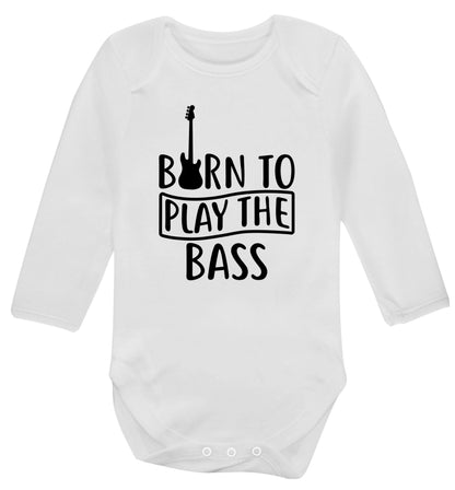 Born to play the bass Baby Vest long sleeved white 6-12 months