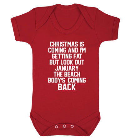 Christmas is coming and I'm getting fat but look out January the beach body's coming back! Baby Vest red 18-24 months