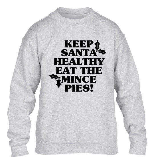 Keep santa healthy eat the mince pies children's grey sweater 12-14 Years