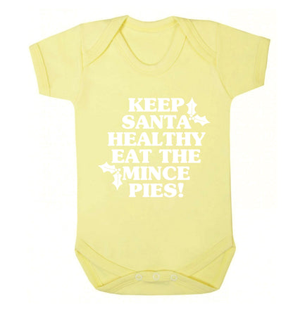 Keep santa healthy eat the mince pies Baby Vest pale yellow 18-24 months