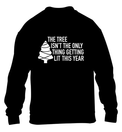 The tree isn't the only thing getting lit this year children's black sweater 12-14 Years