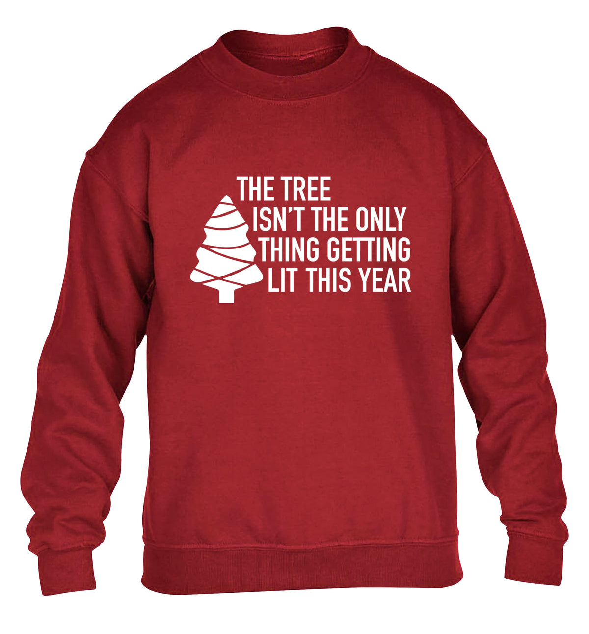 The tree isn't the only thing getting lit this year children's grey sweater 12-14 Years