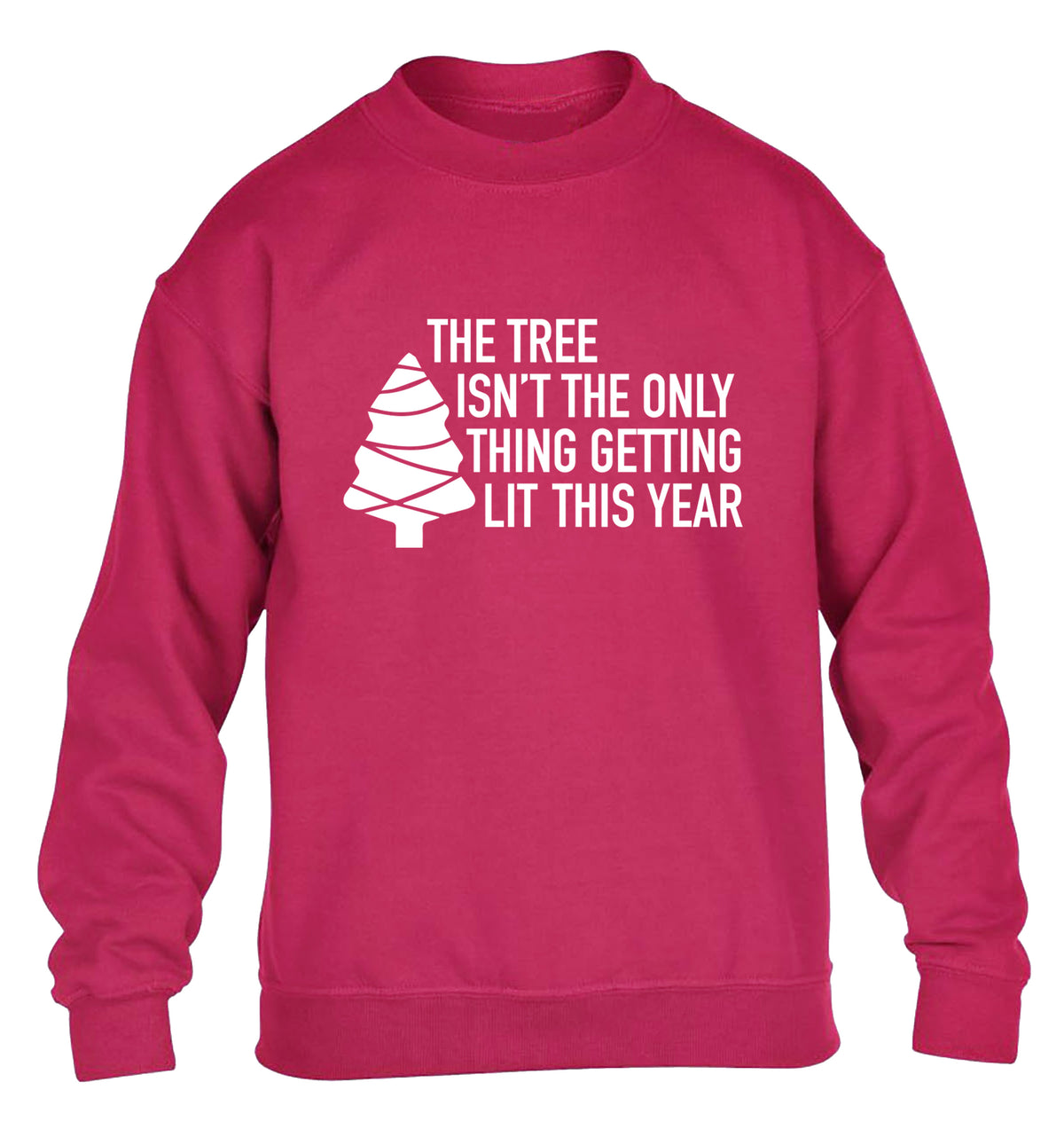 The tree isn't the only thing getting lit this year children's pink sweater 12-14 Years