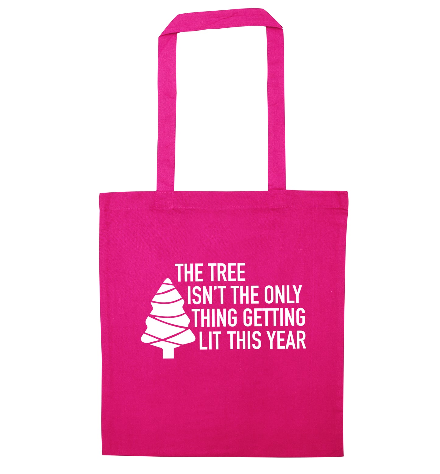 The tree isn't the only thing getting lit this year pink tote bag