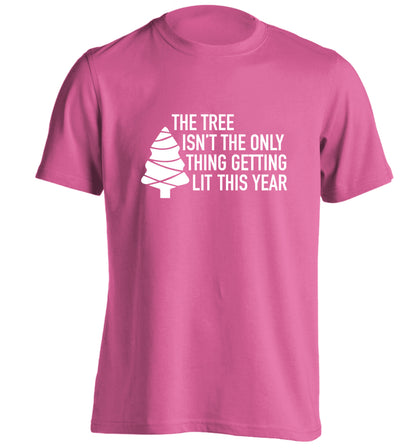 The tree isn't the only thing getting lit this year adults unisex pink Tshirt 2XL