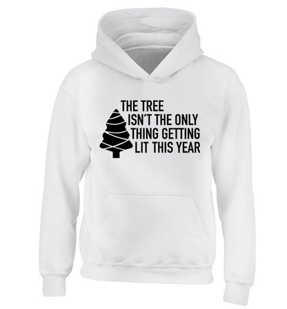 The tree isn't the only thing getting lit this year children's white hoodie 12-14 Years