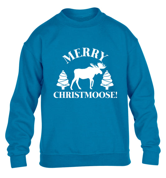 Merry Christmoose children's blue sweater 12-14 Years