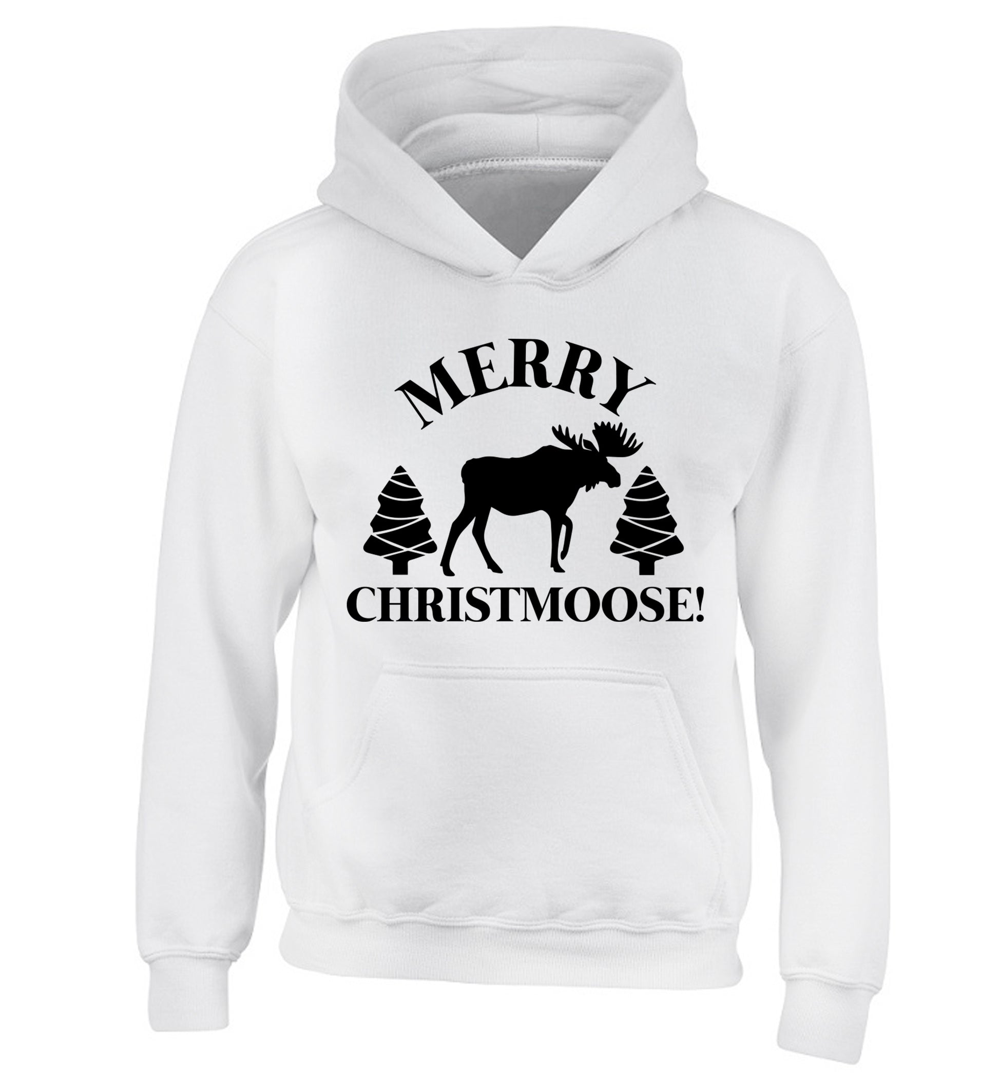 Merry Christmoose children's white hoodie 12-14 Years