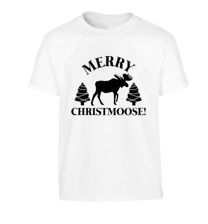 Merry Christmoose Children's white Tshirt 12-14 Years