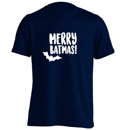 Merry Batmas adults unisex navy Tshirt 2XL