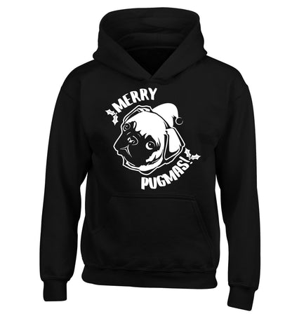 Merry Pugmas children's black hoodie 12-14 Years