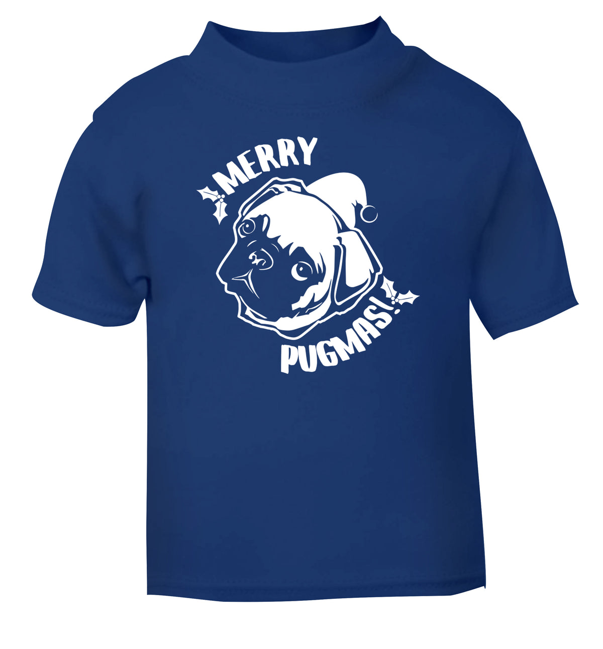 Merry Pugmas blue Baby Toddler Tshirt 2 Years