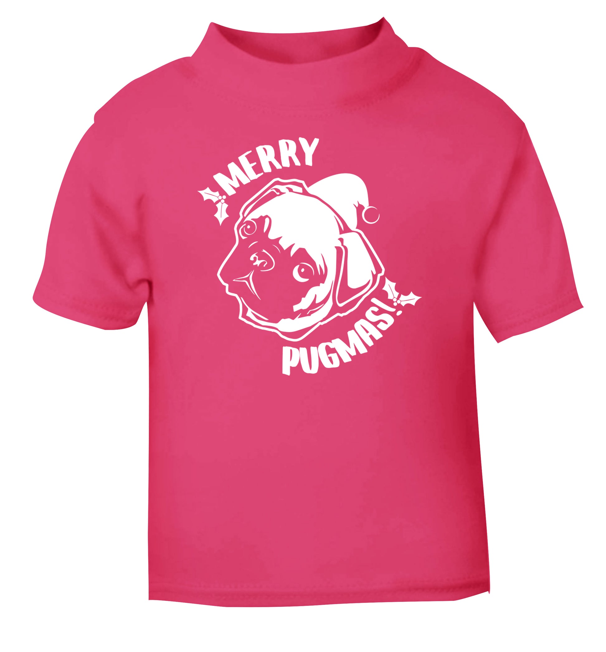 Merry Pugmas pink Baby Toddler Tshirt 2 Years