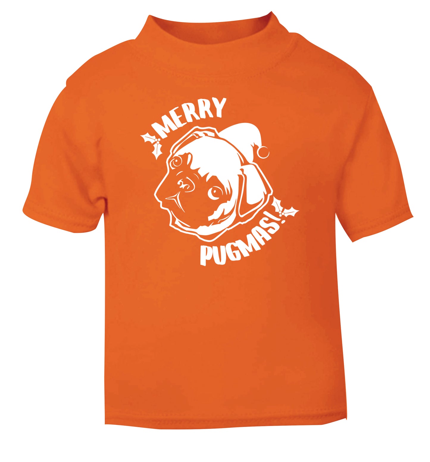 Merry Pugmas orange Baby Toddler Tshirt 2 Years
