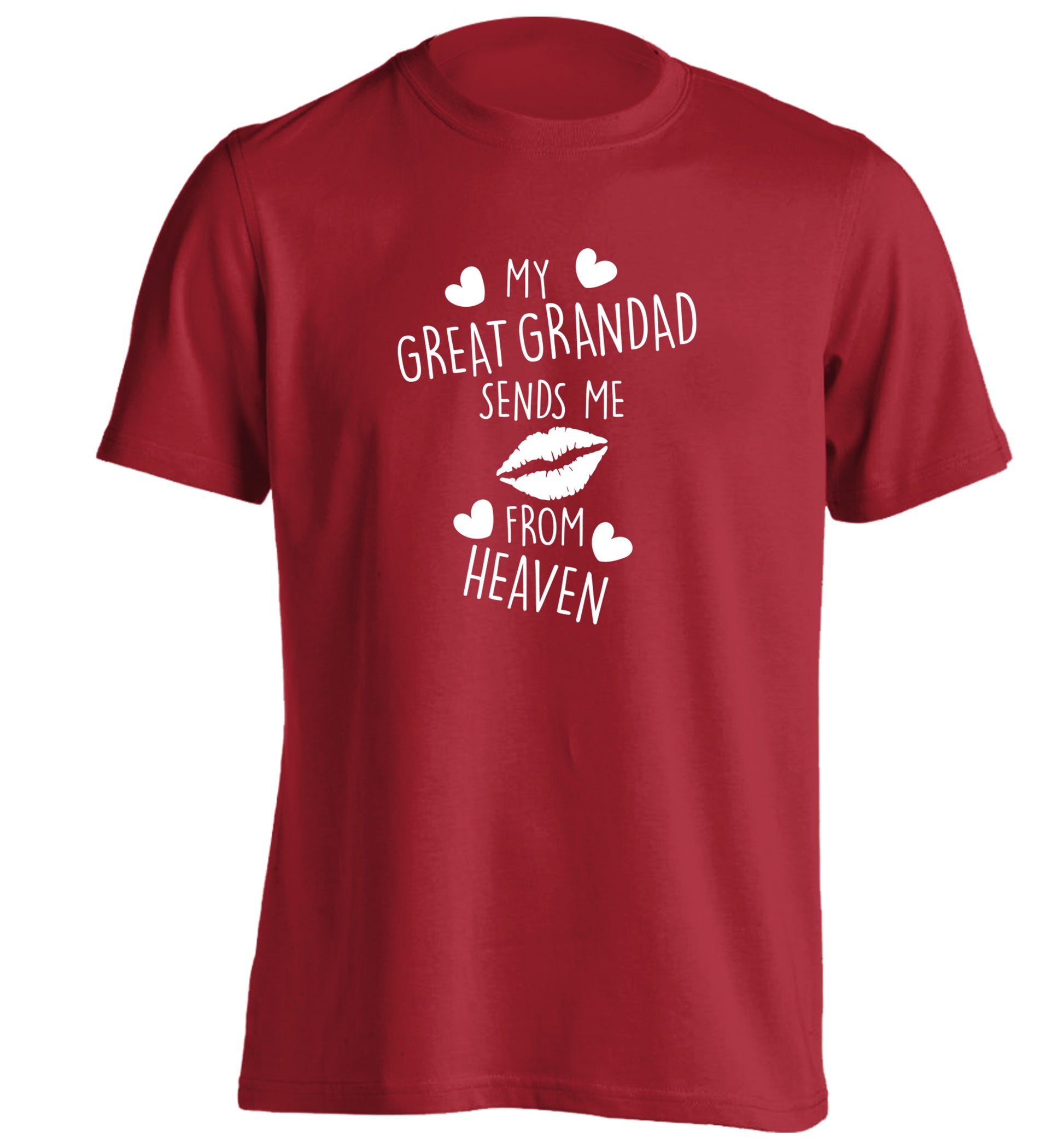 My great grandad sends me kisses from heaven adults unisex red Tshirt 2XL