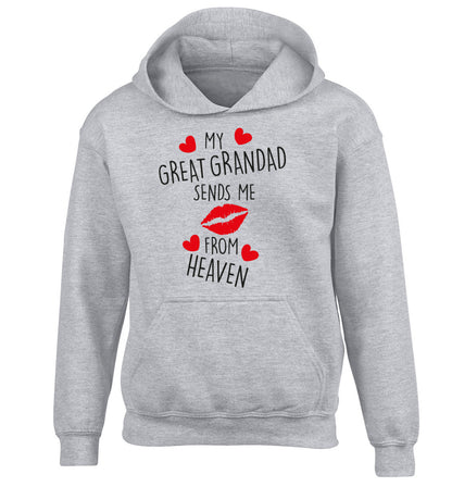 My great grandad sends me kisses from heaven children's grey hoodie 12-14 Years