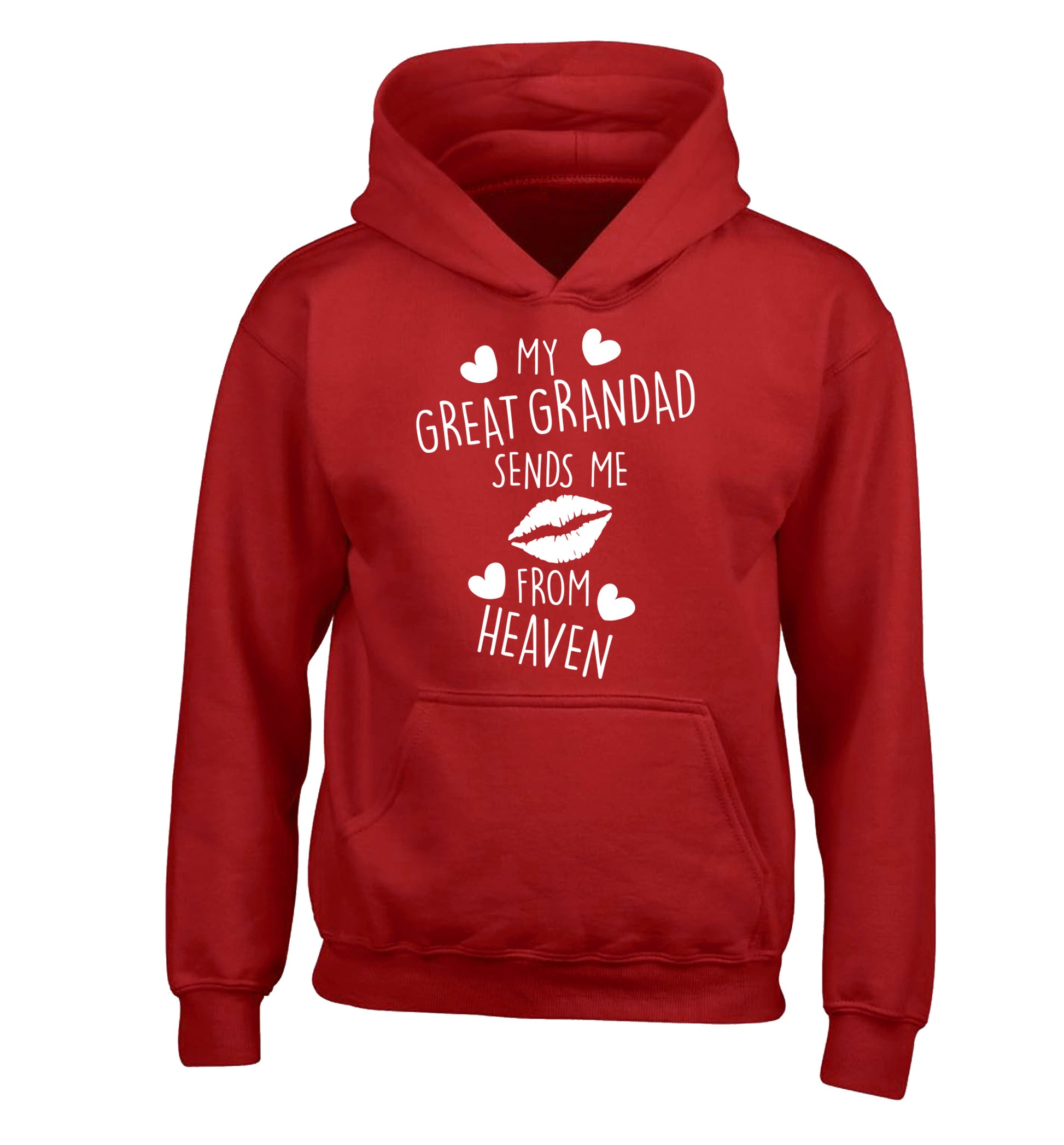 My great grandad sends me kisses from heaven children's red hoodie 12-14 Years