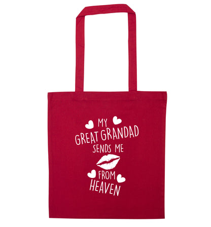 My great grandad sends me kisses from heaven red tote bag