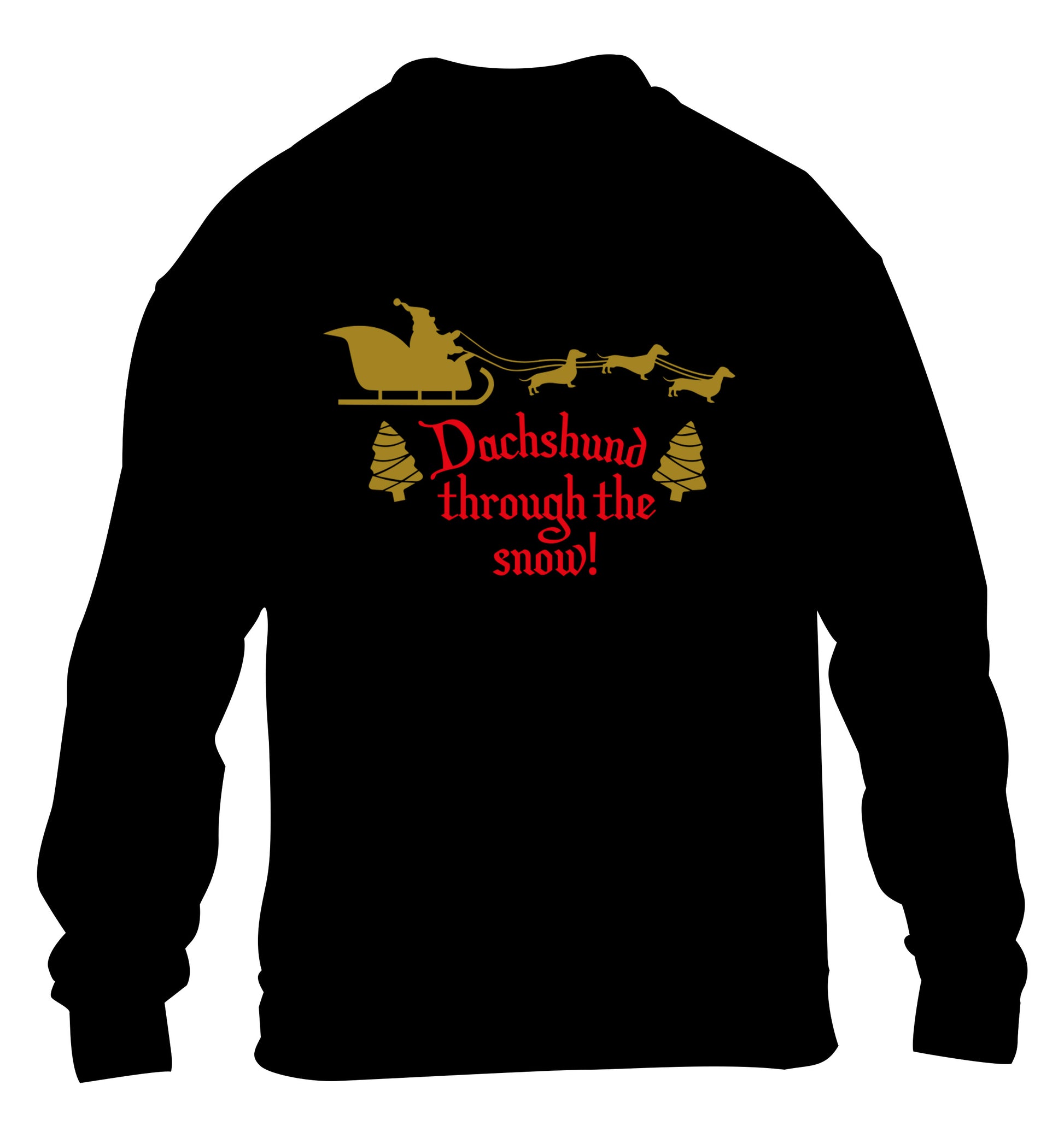 Dachshund through the snow children's black sweater 12-14 Years