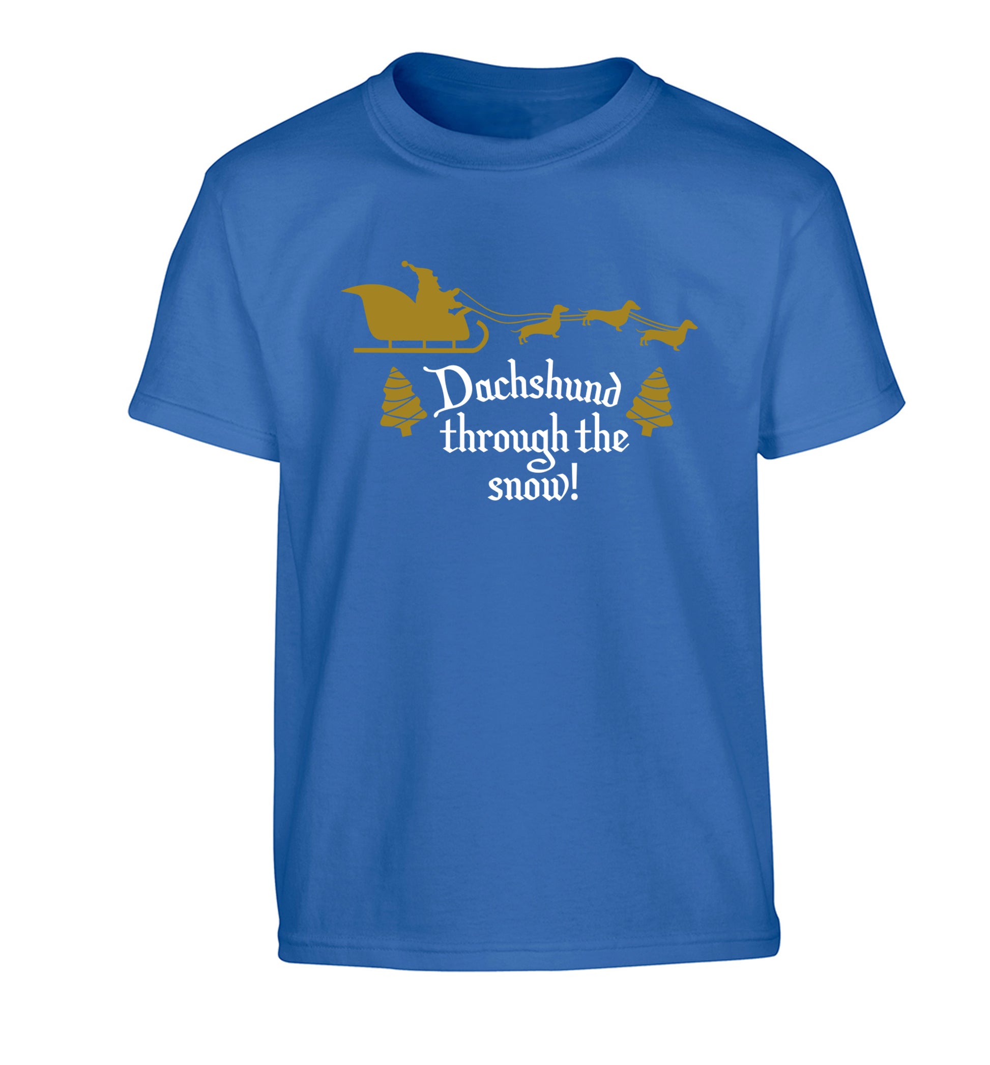 Dachshund through the snow Children's blue Tshirt 12-14 Years