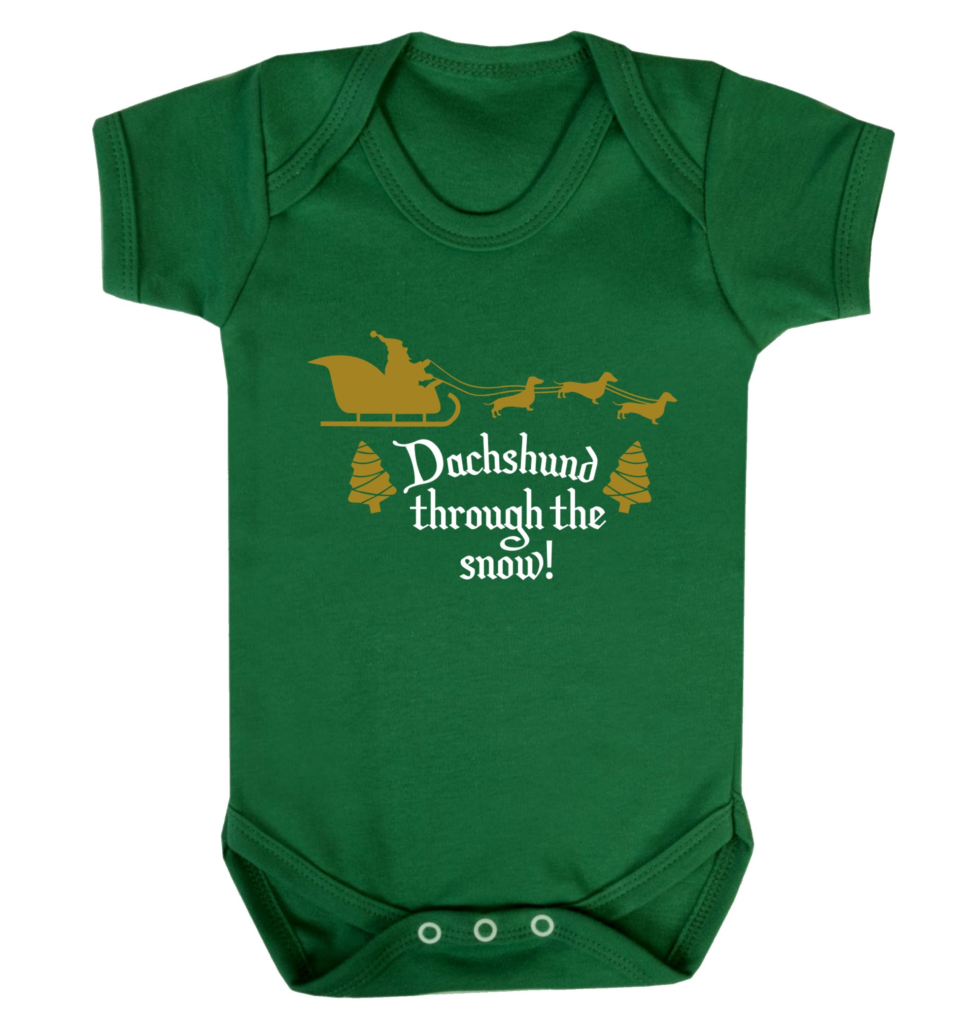 Dachshund through the snow Baby Vest green 18-24 months