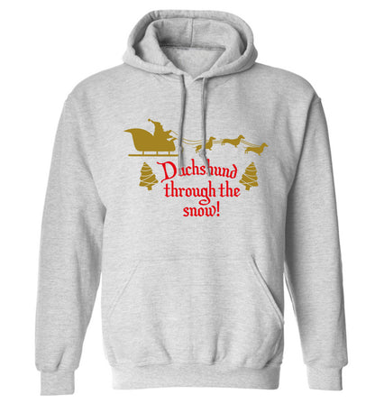 Dachshund through the snow adults unisex grey hoodie 2XL