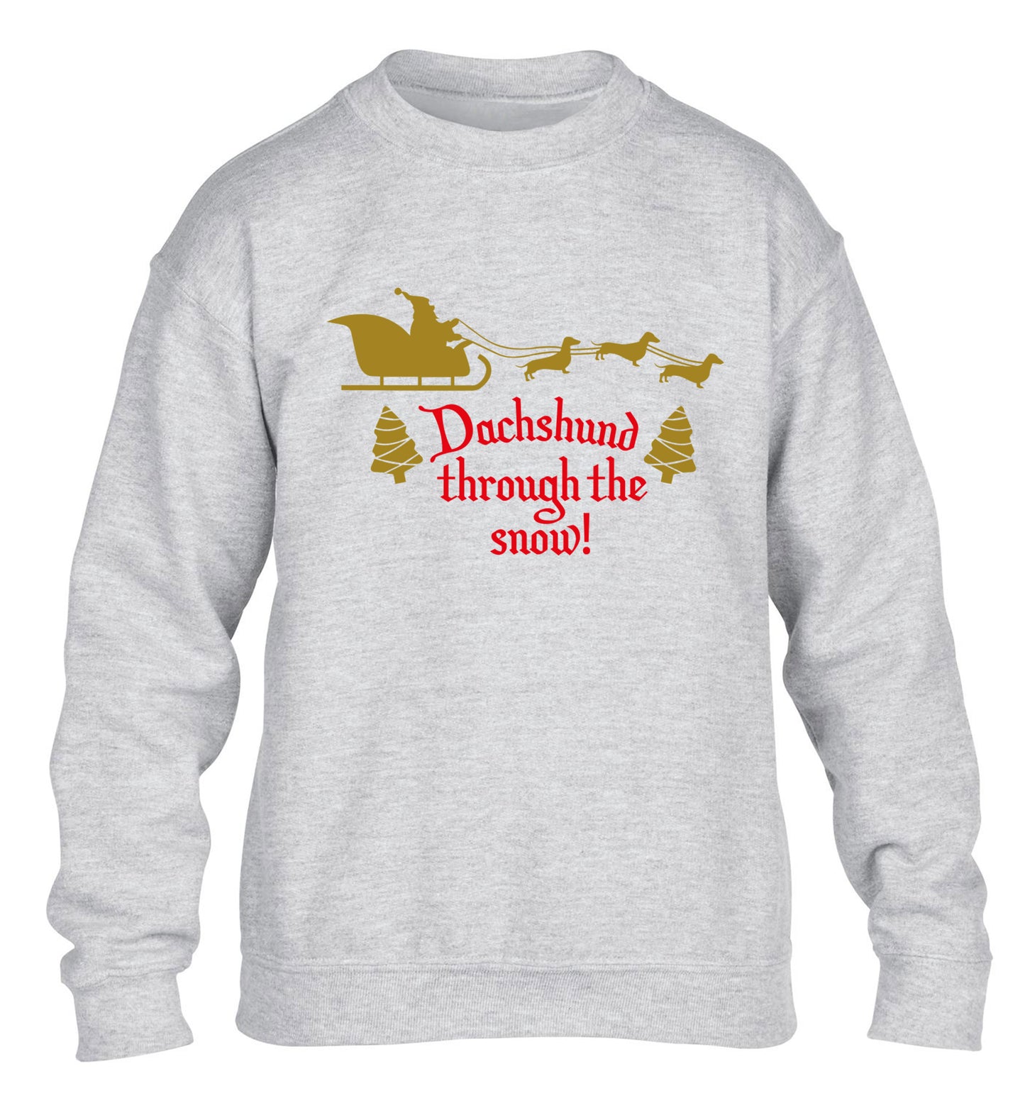 Dachshund through the snow children's grey sweater 12-14 Years