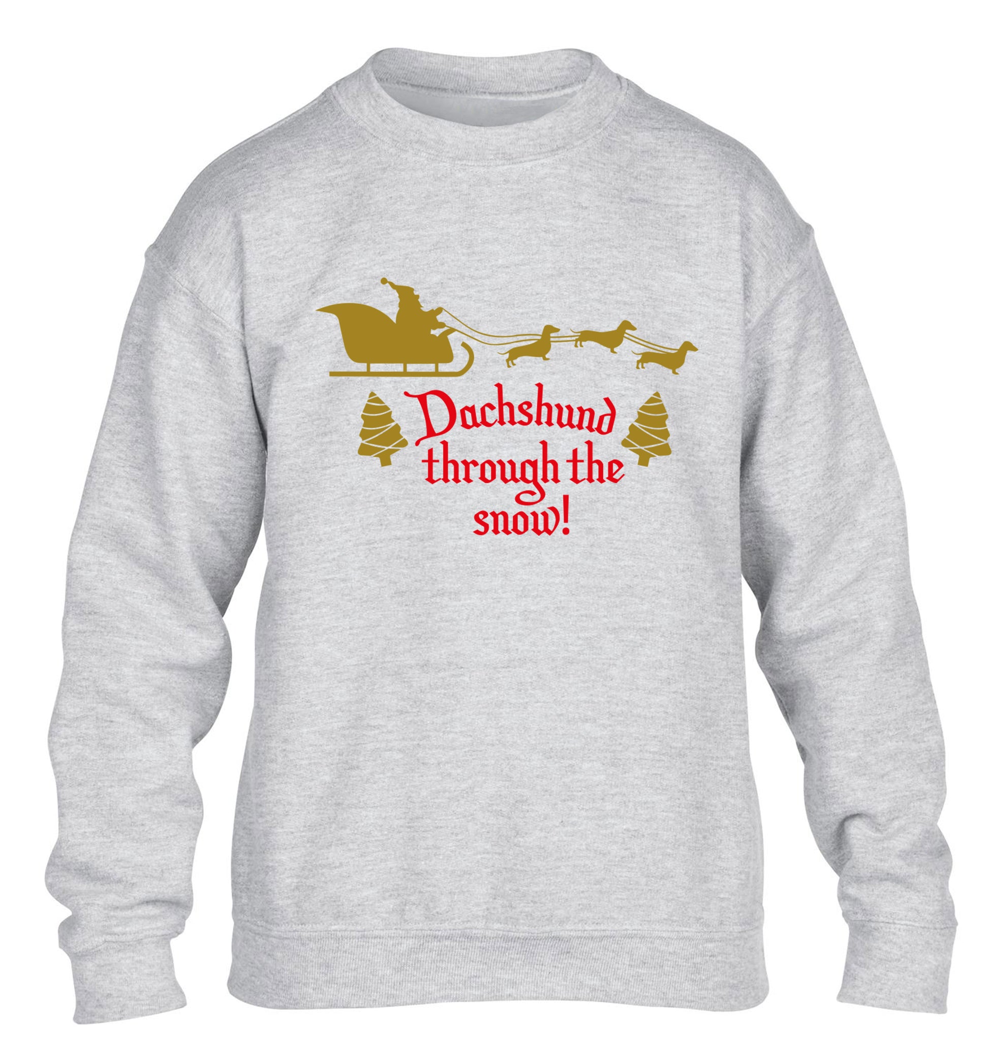 Dachshund through the snow children's grey sweater 12-14 Years
