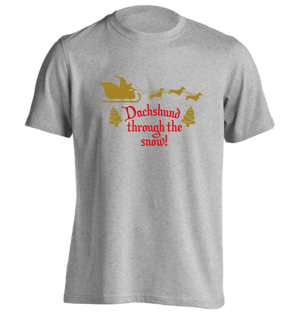 Dachshund through the snow adults unisex grey Tshirt 2XL