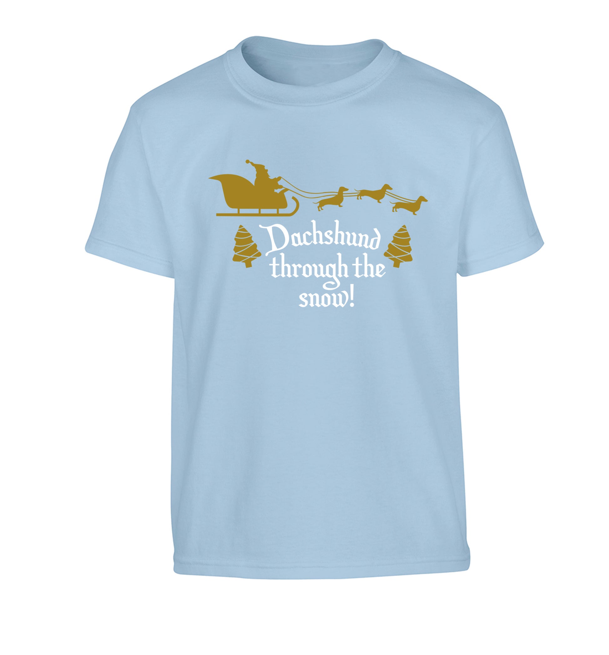 Dachshund through the snow Children's light blue Tshirt 12-14 Years