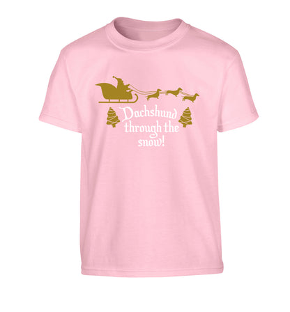 Dachshund through the snow Children's light pink Tshirt 12-14 Years