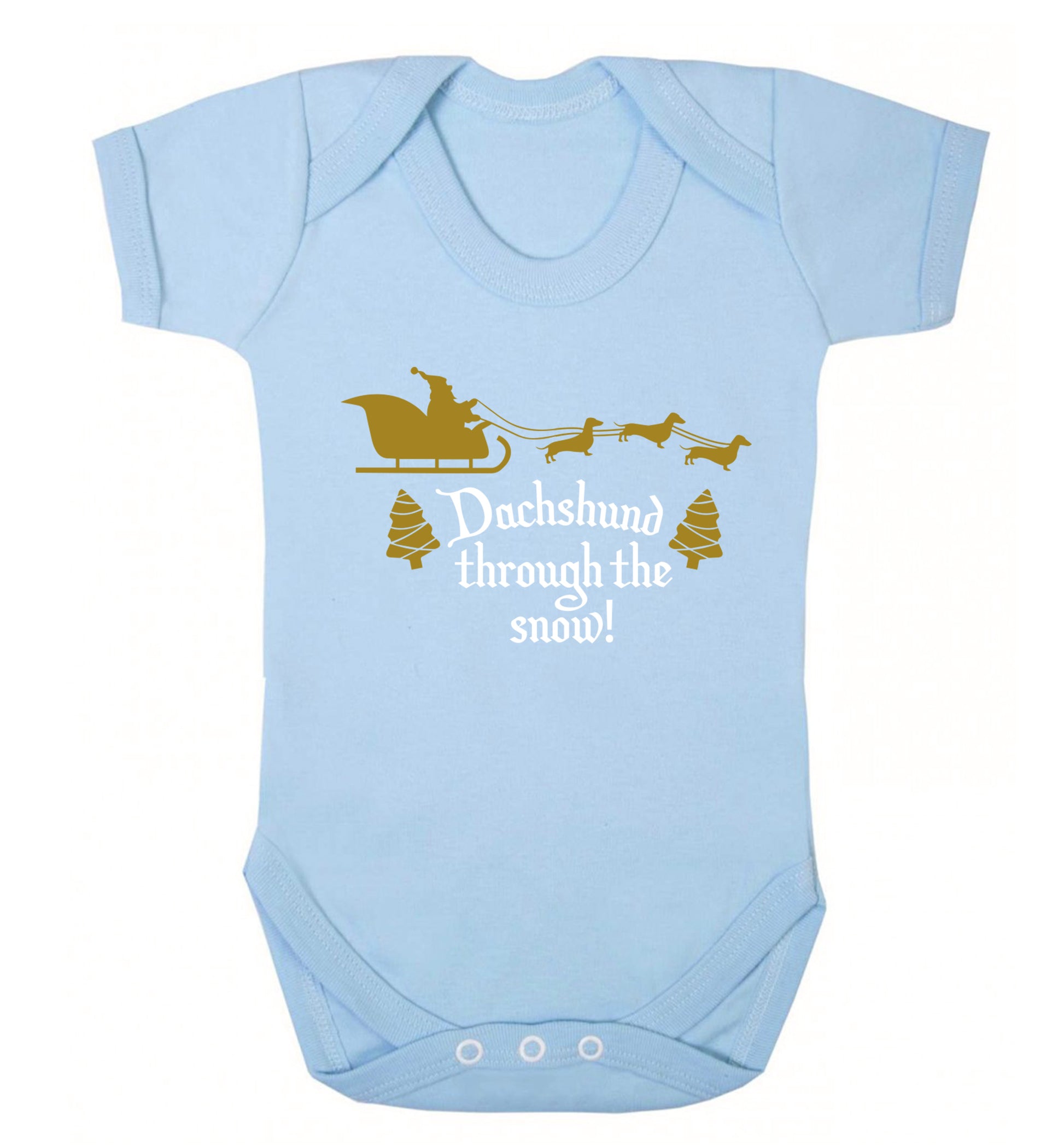 Dachshund through the snow Baby Vest pale blue 18-24 months