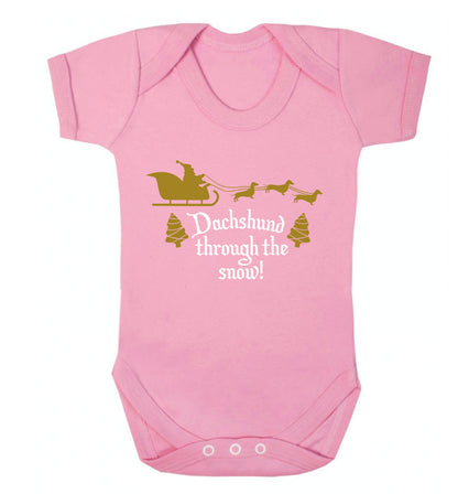 Dachshund through the snow Baby Vest pale pink 18-24 months