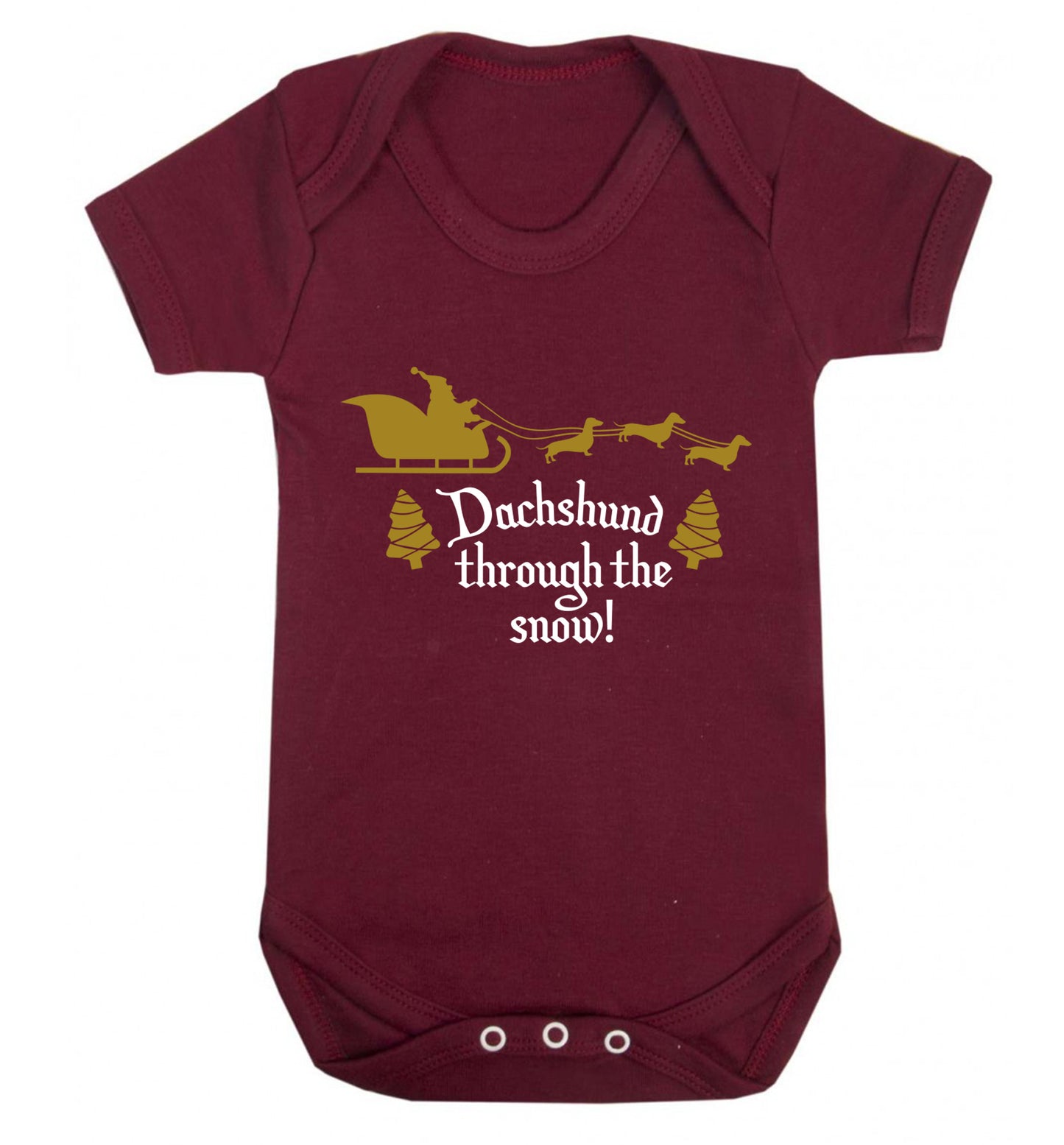 Dachshund through the snow Baby Vest maroon 18-24 months