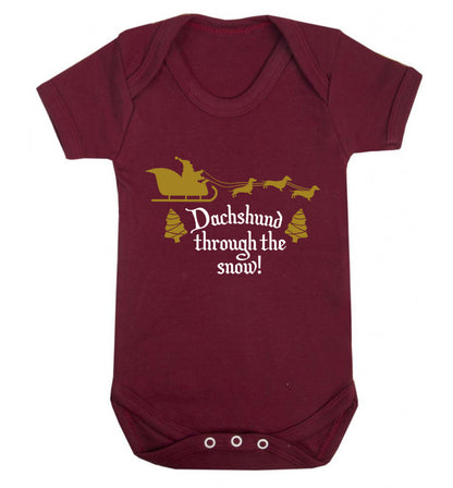 Dachshund through the snow Baby Vest maroon 18-24 months