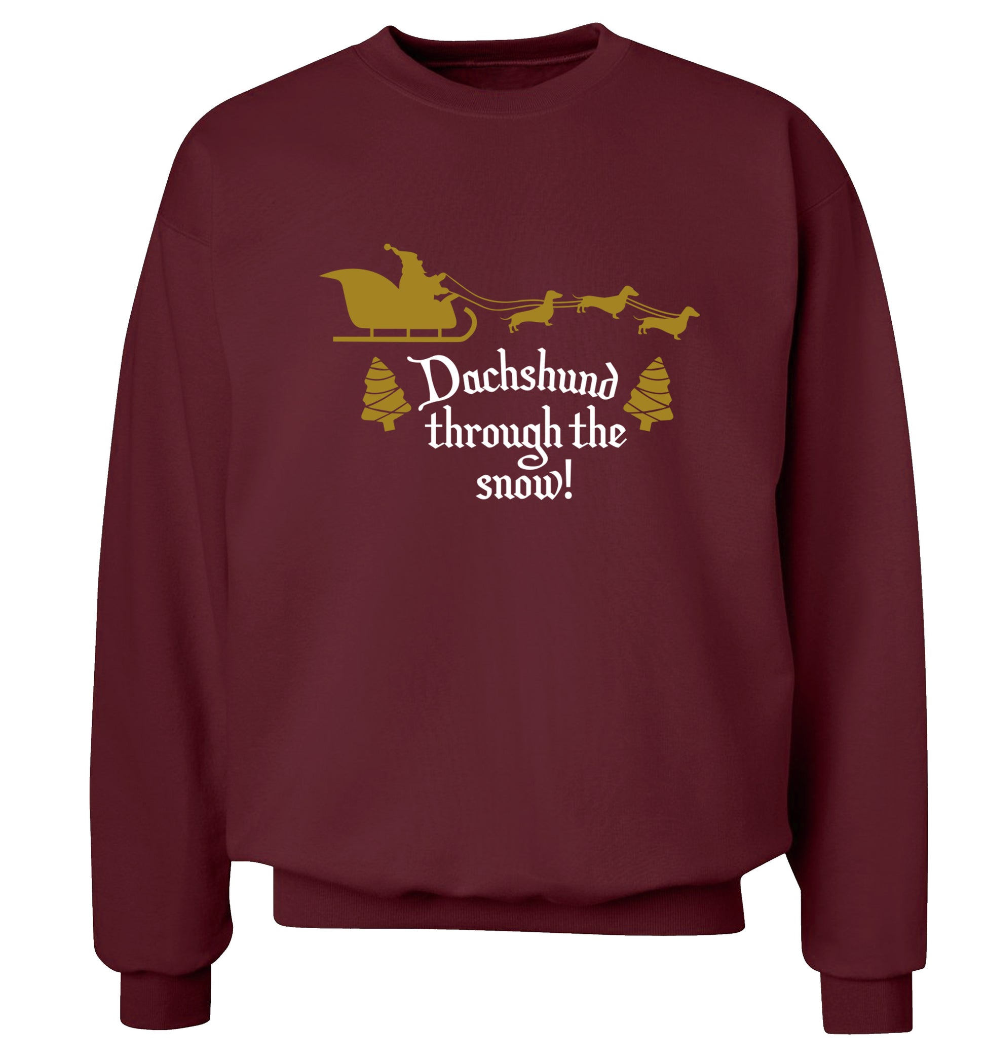 Dachshund through the snow Adult's unisex maroon Sweater 2XL