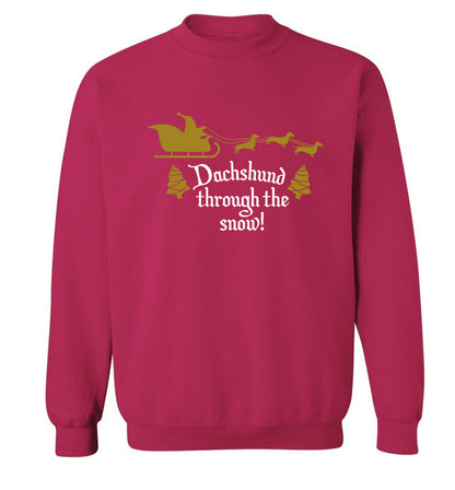 Dachshund through the snow Adult's unisex pink Sweater 2XL