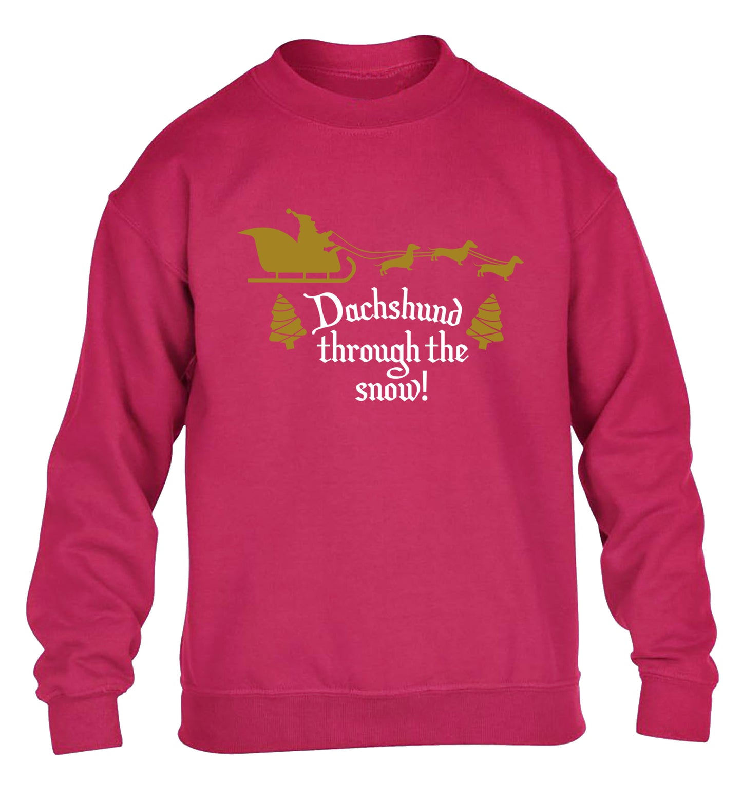 Dachshund through the snow children's pink sweater 12-14 Years
