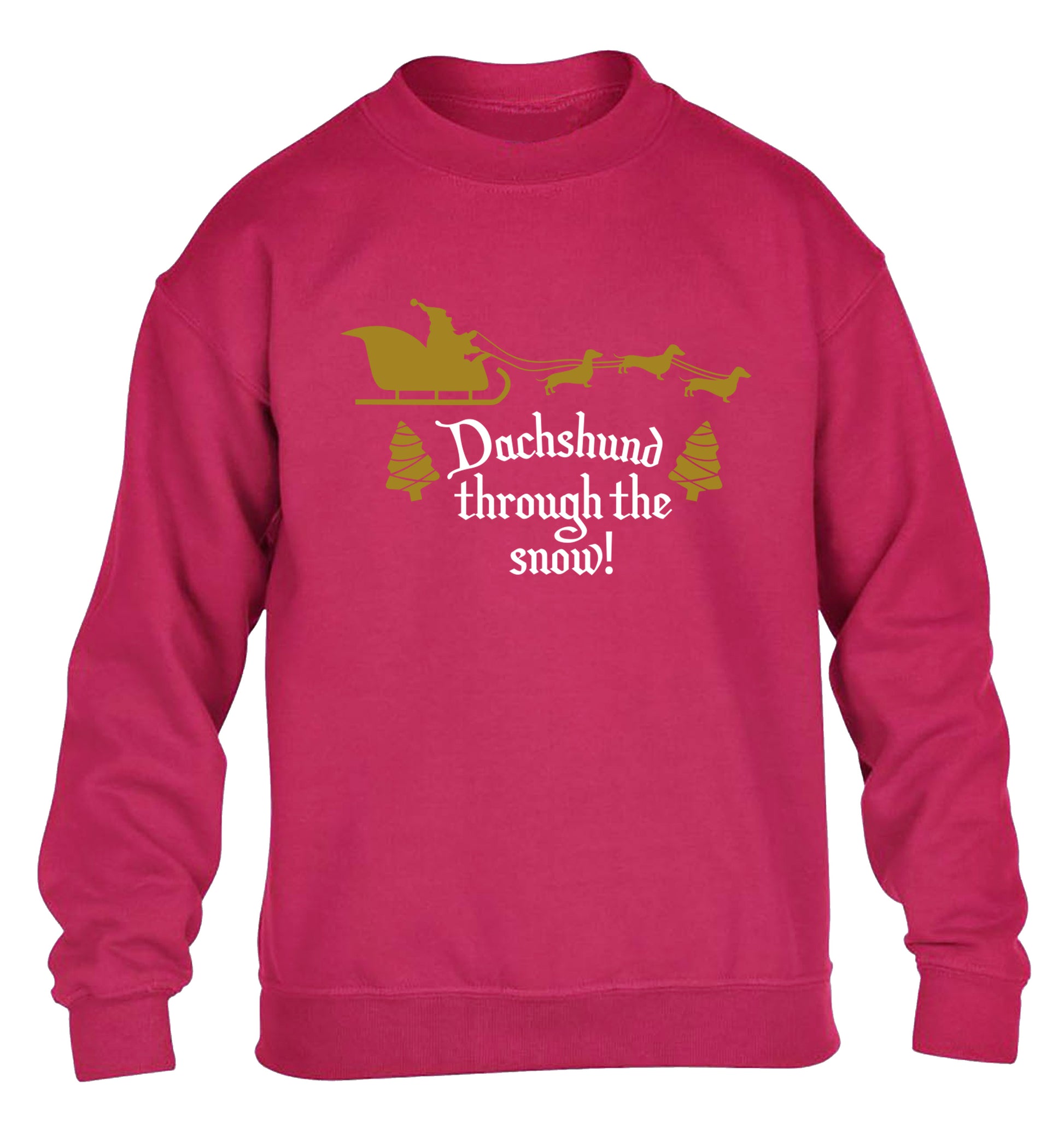 Dachshund through the snow children's pink sweater 12-14 Years