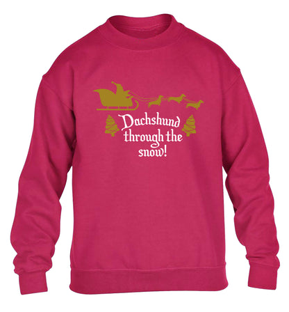 Dachshund through the snow children's pink sweater 12-14 Years