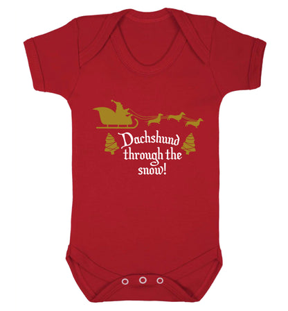 Dachshund through the snow Baby Vest red 18-24 months
