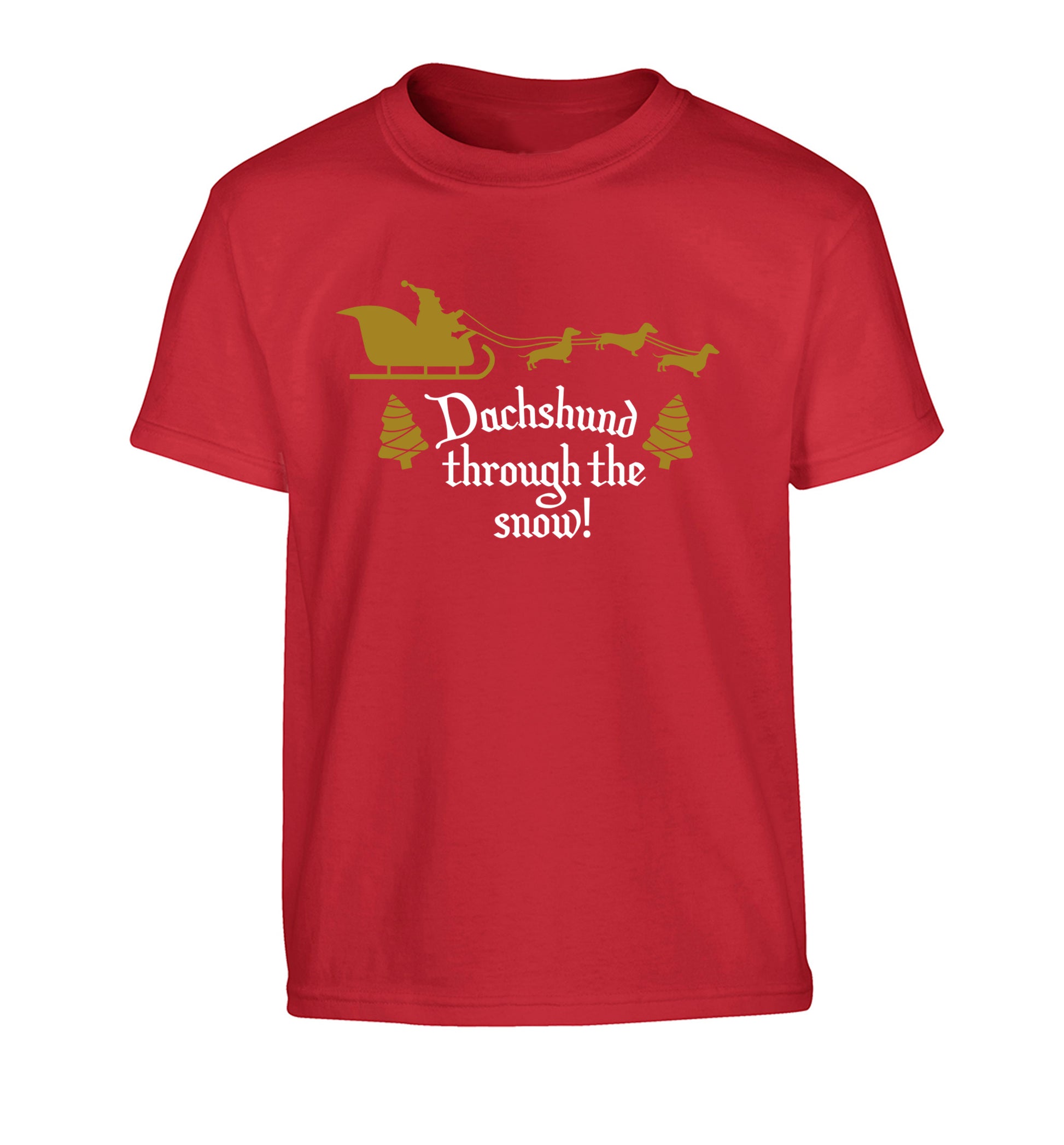 Dachshund through the snow Children's red Tshirt 12-14 Years