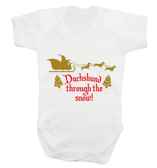 Dachshund through the snow Baby Vest white 18-24 months